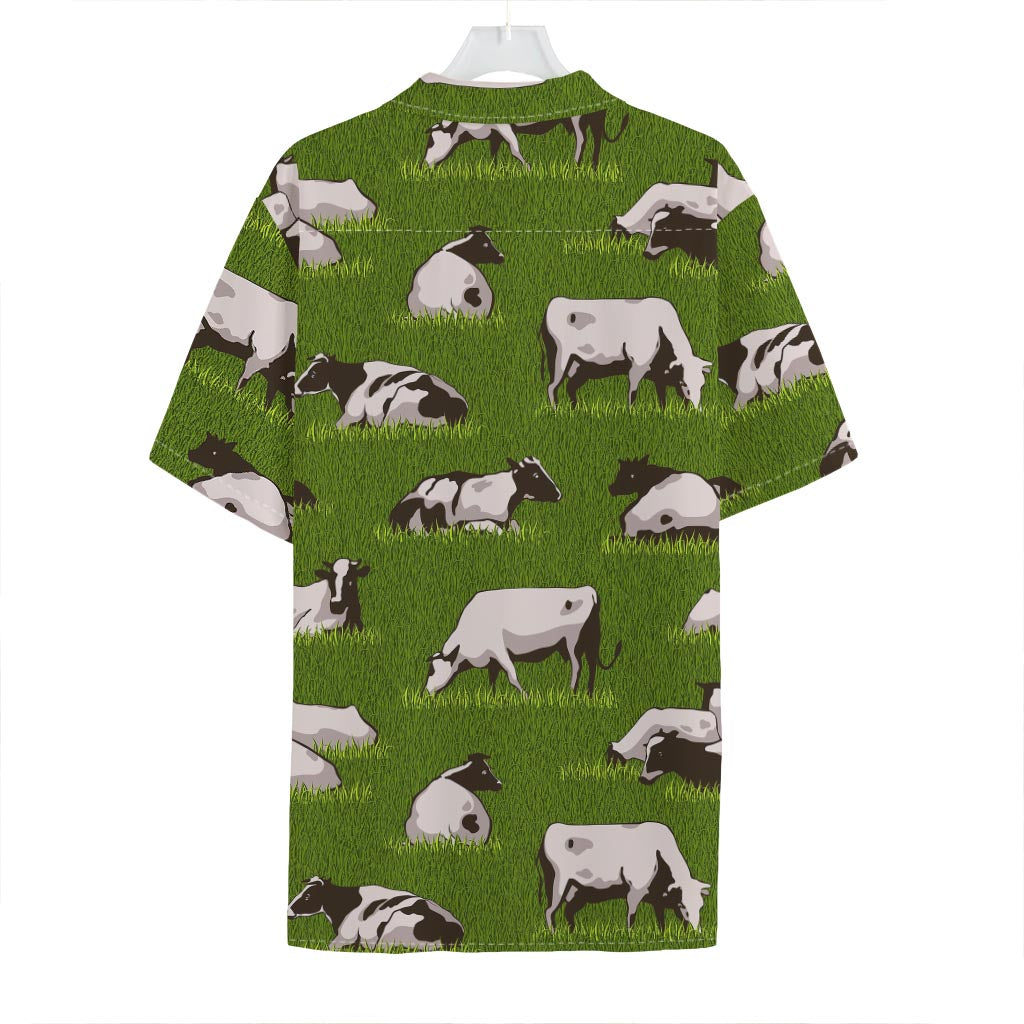 Cow On Green Grass Pattern Print Hawaiian Shirt