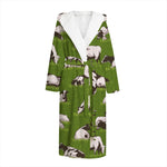 Cow On Green Grass Pattern Print Hooded Bathrobe