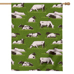 Cow On Green Grass Pattern Print House Flag