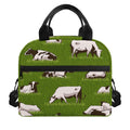 Cow On Green Grass Pattern Print Insulated Lunch Bag