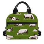 Cow On Green Grass Pattern Print Insulated Lunch Bag