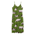 Cow On Green Grass Pattern Print Jersey Midi Cami Dress