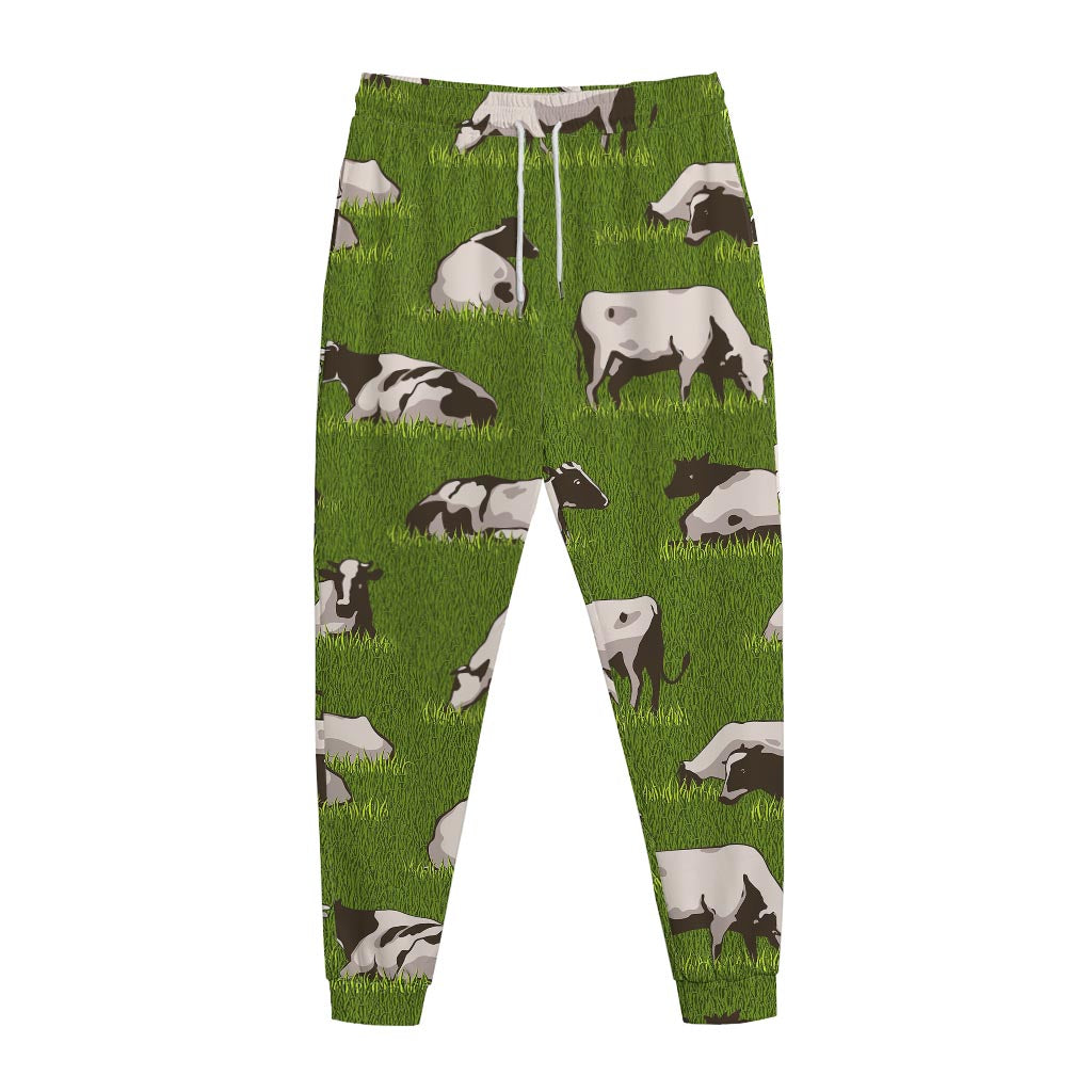 Cow On Green Grass Pattern Print Jogger Pants