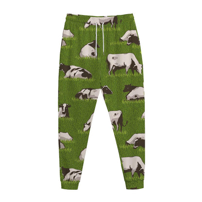 Cow On Green Grass Pattern Print Jogger Pants