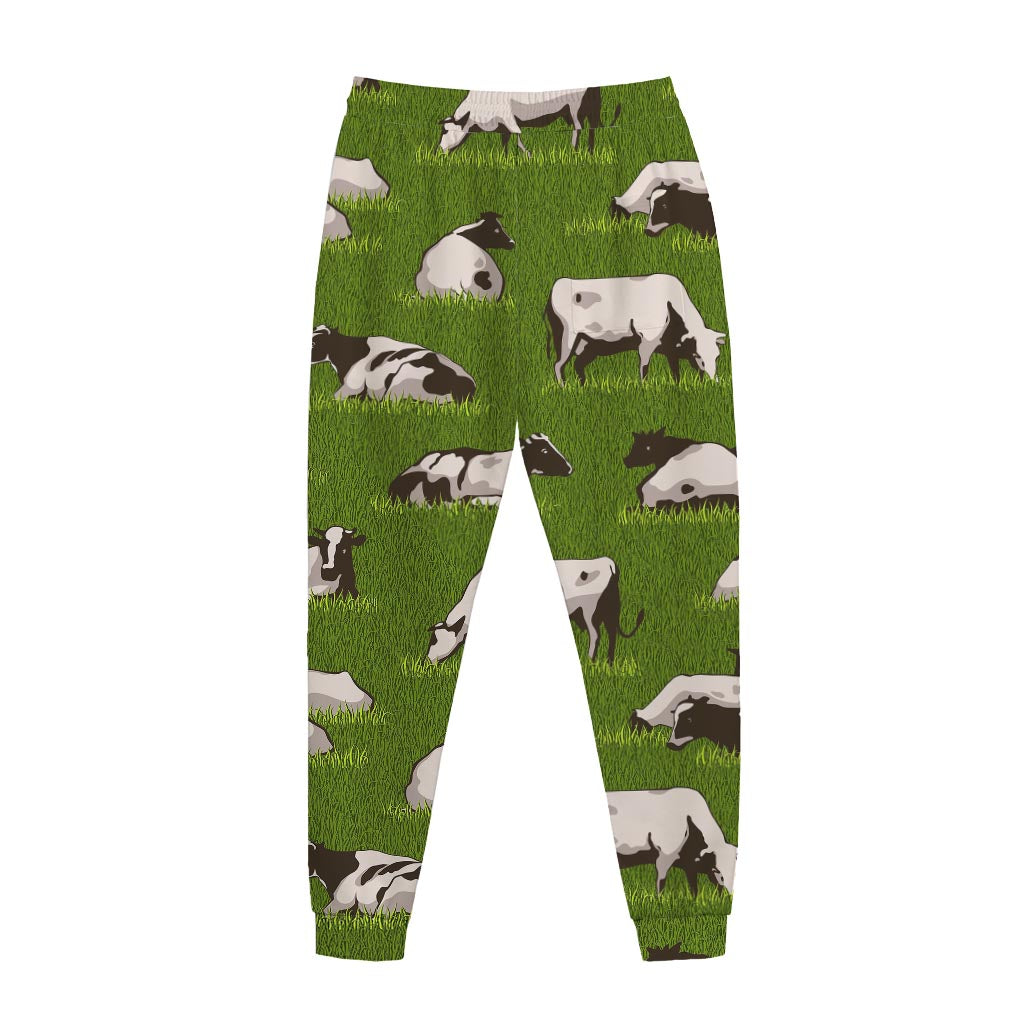 Cow On Green Grass Pattern Print Jogger Pants