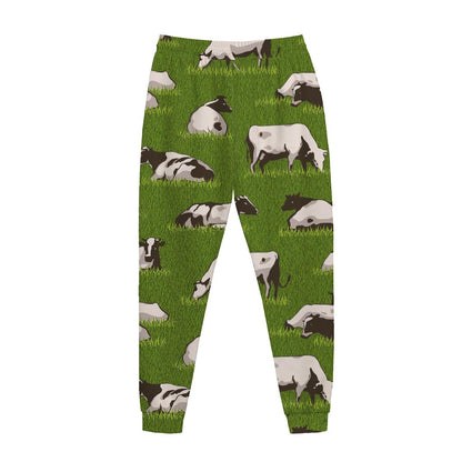 Cow On Green Grass Pattern Print Jogger Pants