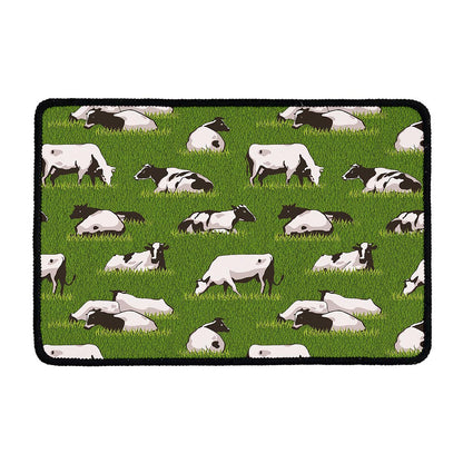 Cow On Green Grass Pattern Print Kitchen Mat