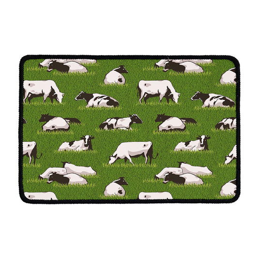 Cow On Green Grass Pattern Print Kitchen Mat