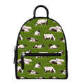 Cow On Green Grass Pattern Print Leather Backpack