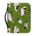 Cow On Green Grass Pattern Print Leather Bible Cover