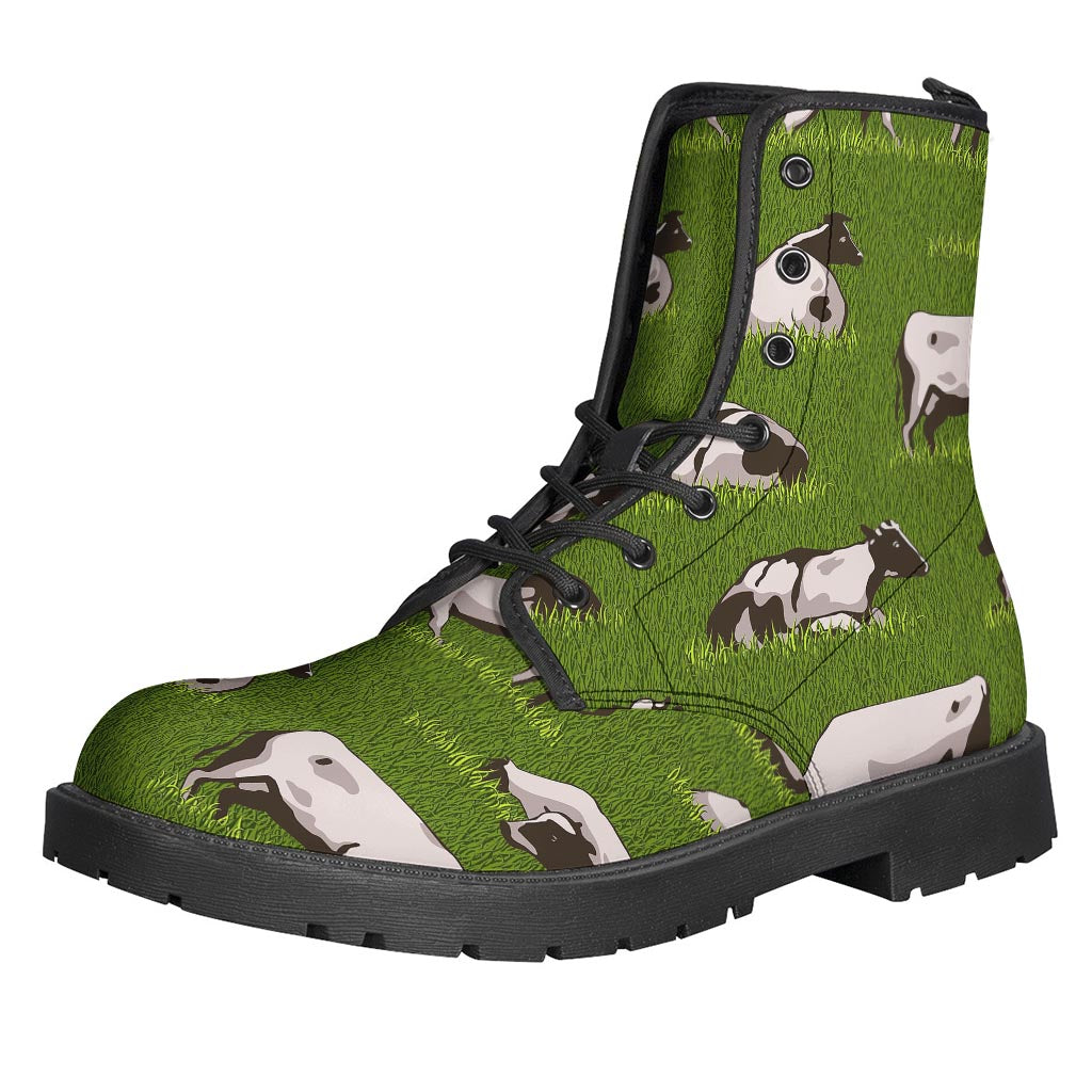 Cow On Green Grass Pattern Print Backpack