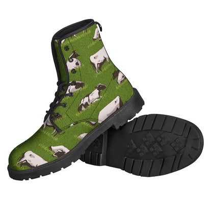 Cow On Green Grass Pattern Print Backpack