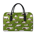 Cow On Green Grass Pattern Print Leather Duffel Bag