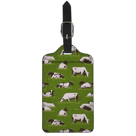 Cow On Green Grass Pattern Print Luggage Tag
