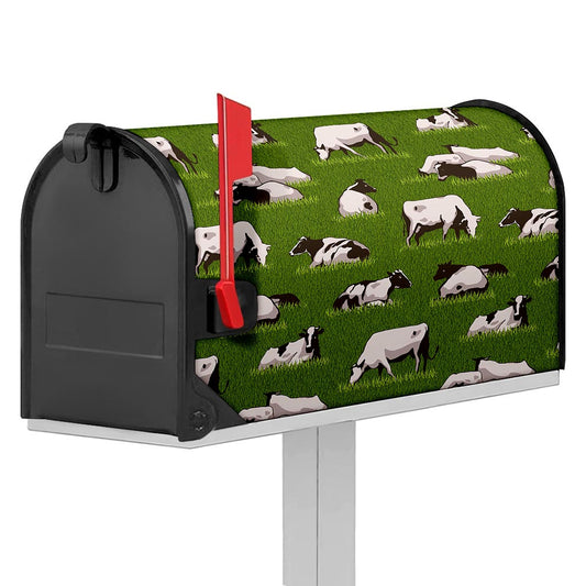Cow On Green Grass Pattern Print Mailbox Cover