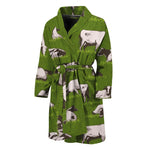 Cow On Green Grass Pattern Print Men's Bathrobe