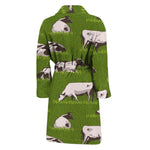 Cow On Green Grass Pattern Print Men's Bathrobe