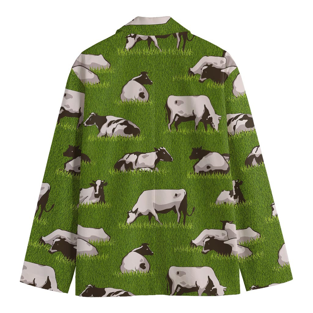 Cow On Green Grass Pattern Print Men's Blazer