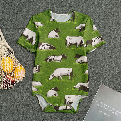 Cow On Green Grass Pattern Print Men's Bodysuit