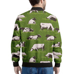 Cow On Green Grass Pattern Print Men's Bomber Jacket