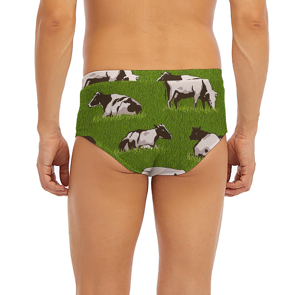 Cow On Green Grass Pattern Print Men's Briefs