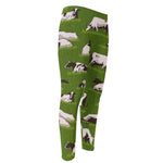 Cow On Green Grass Pattern Print Men's Compression Pants
