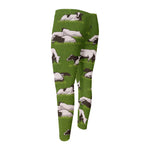 Cow On Green Grass Pattern Print Men's Compression Pants