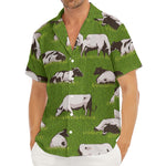 Cow On Green Grass Pattern Print Men's Deep V-Neck Shirt