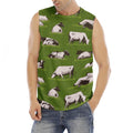 Cow On Green Grass Pattern Print Men's Fitness Tank Top