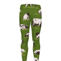 Cow On Green Grass Pattern Print Men's Leggings