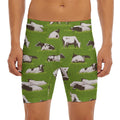 Cow On Green Grass Pattern Print Men's Long Boxer Briefs