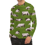 Cow On Green Grass Pattern Print Men's Long Sleeve Rash Guard