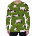 Cow On Green Grass Pattern Print Men's Long Sleeve T-Shirt