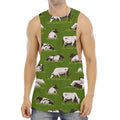 Cow On Green Grass Pattern Print Men's Muscle Tank Top