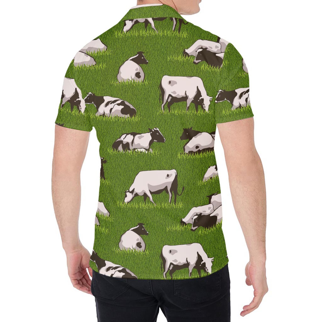 Cow On Green Grass Pattern Print Men's Shirt
