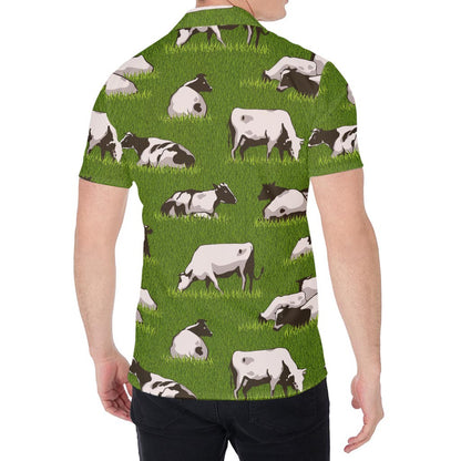 Cow On Green Grass Pattern Print Men's Shirt