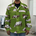 Cow On Green Grass Pattern Print Men's Shirt Jacket