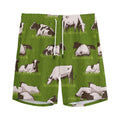 Cow On Green Grass Pattern Print Men's Athletic Shorts