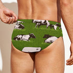 Cow On Green Grass Pattern Print Men's Swim Briefs