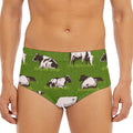 Cow On Green Grass Pattern Print Men's Triangle Swim Briefs