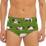 Cow On Green Grass Pattern Print Men's Triangle Swim Briefs