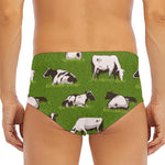 Cow On Green Grass Pattern Print Men's Triangle Swim Briefs