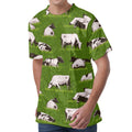 Cow On Green Grass Pattern Print Men's Velvet T-Shirt