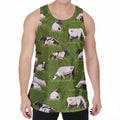 Cow On Green Grass Pattern Print Men's Velvet Tank Top
