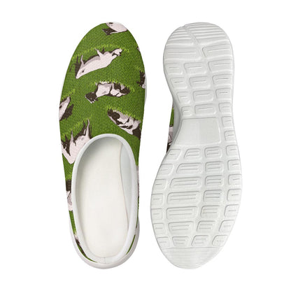 Cow On Green Grass Pattern Print Mesh Casual Shoes