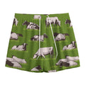 Cow On Green Grass Pattern Print Mesh Shorts