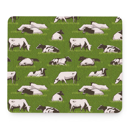 Cow On Green Grass Pattern Print Mouse Pad