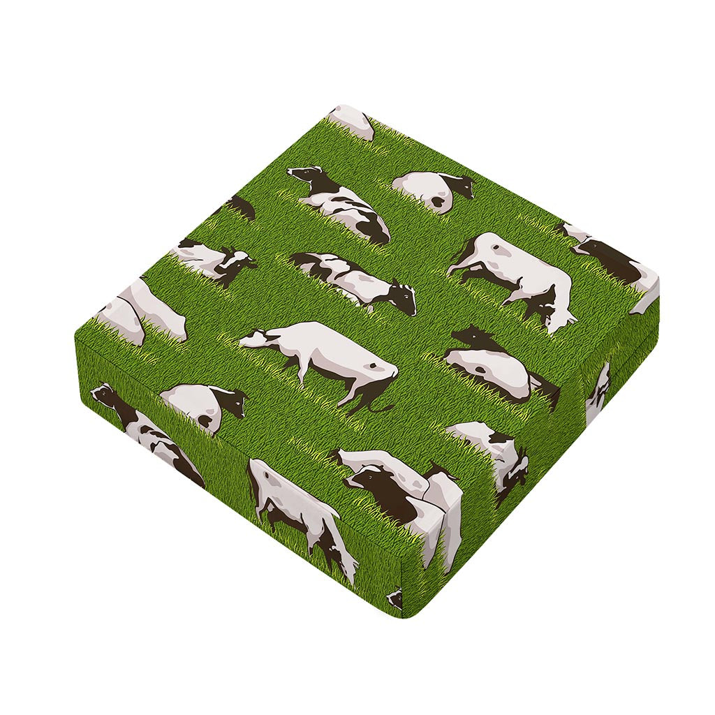 Cow On Green Grass Pattern Print Outdoor Seat Cushion Cover
