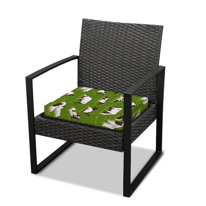 Cow On Green Grass Pattern Print Outdoor Seat Cushion Cover