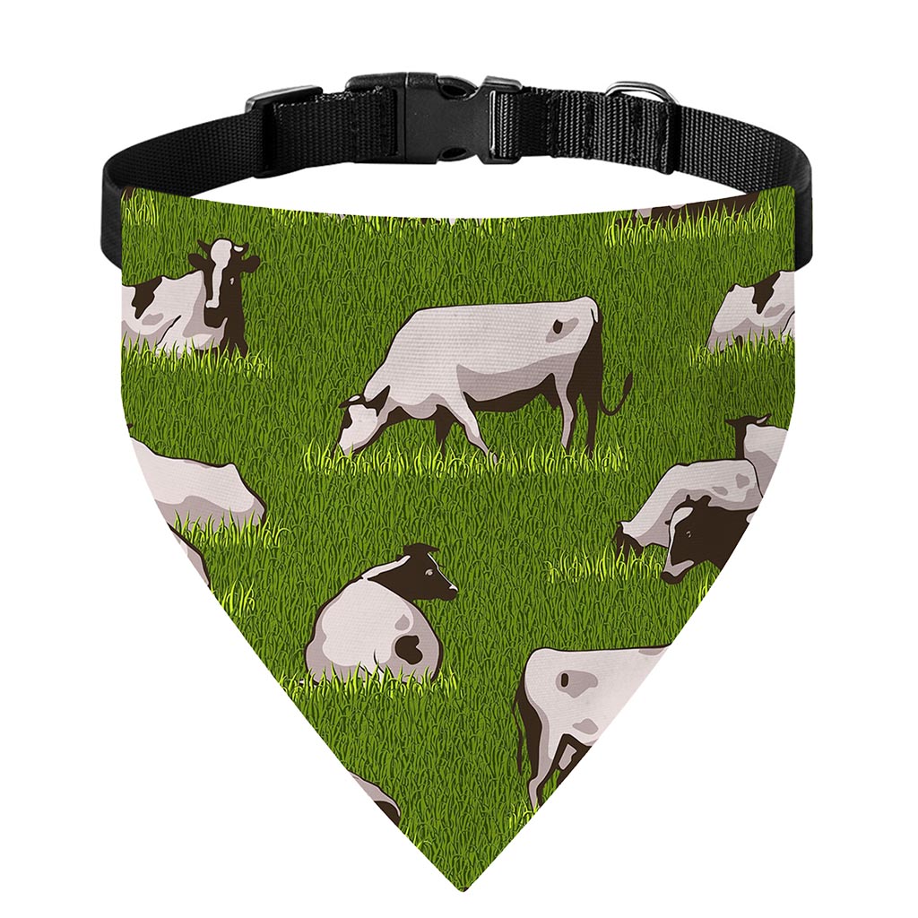 Cow On Green Grass Pattern Print Over The Collar Dog Bandana